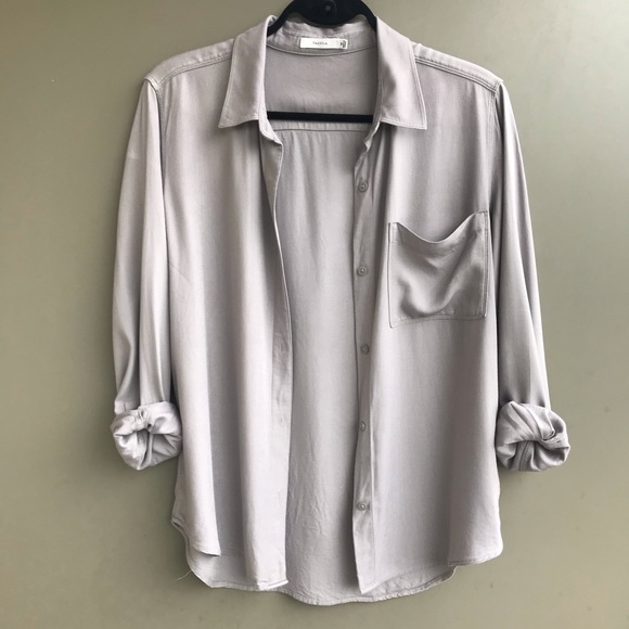 Talula Tops - Aritzia | Talula Boyfriend Shirt in Ashen Grey